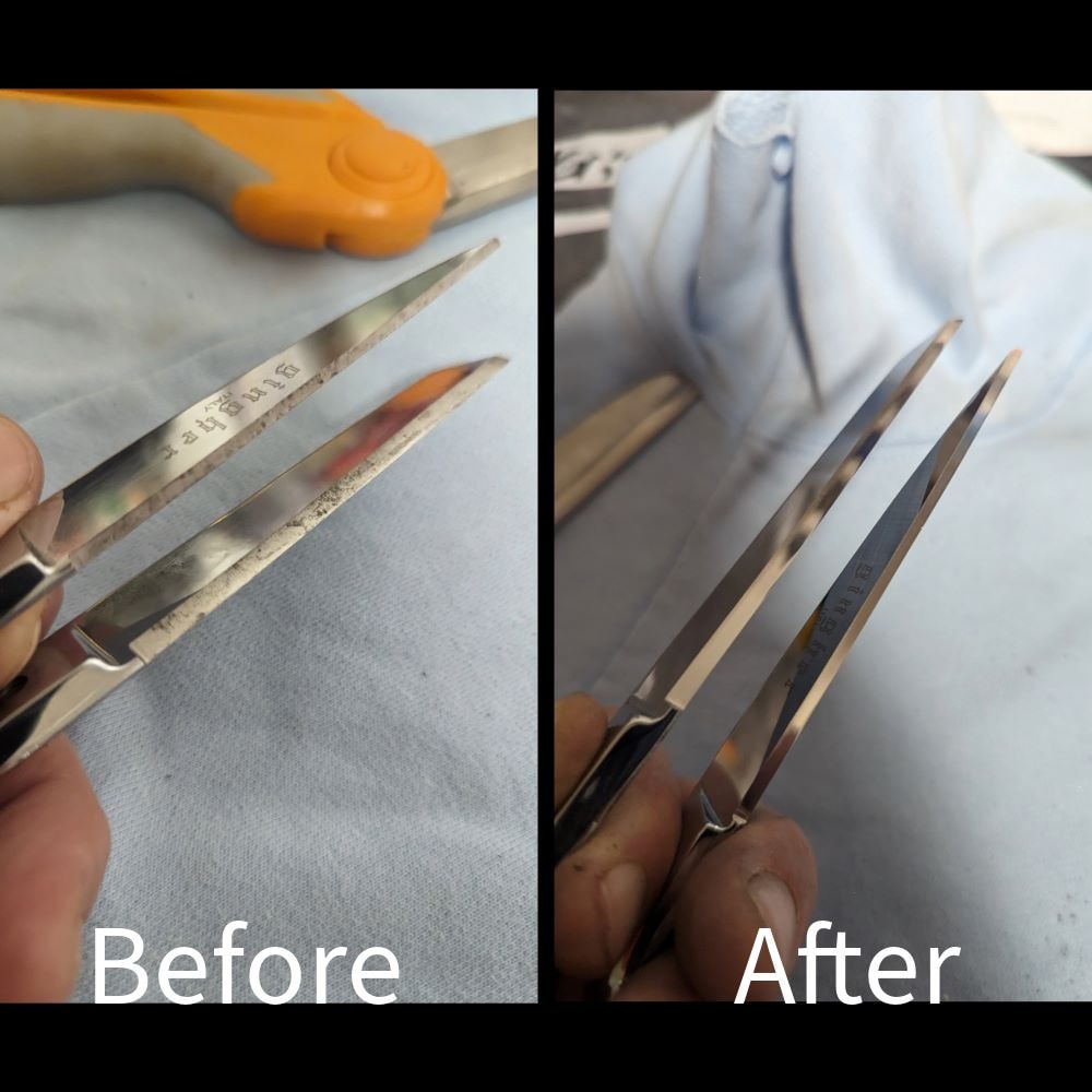 Tools before and after sharpening comparison