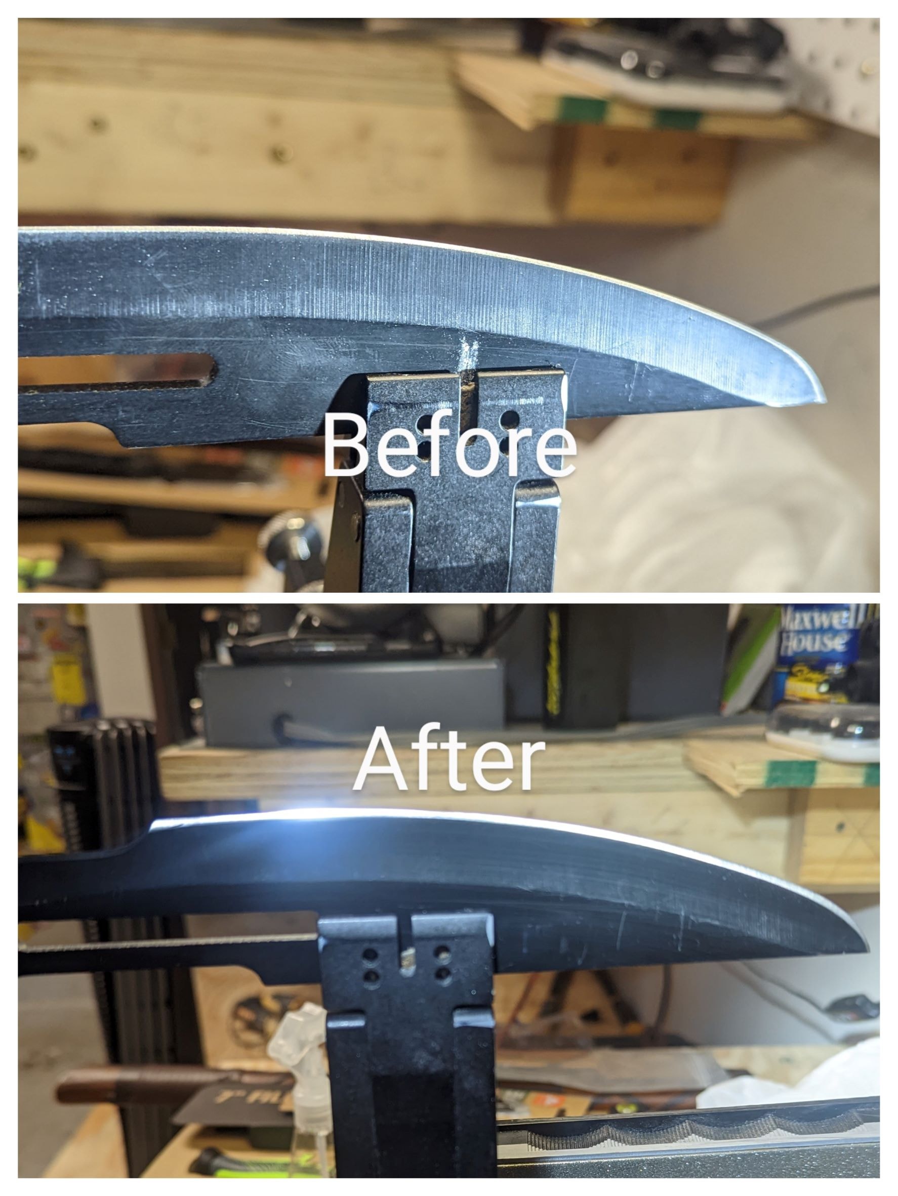 Metal blade restoration before and after