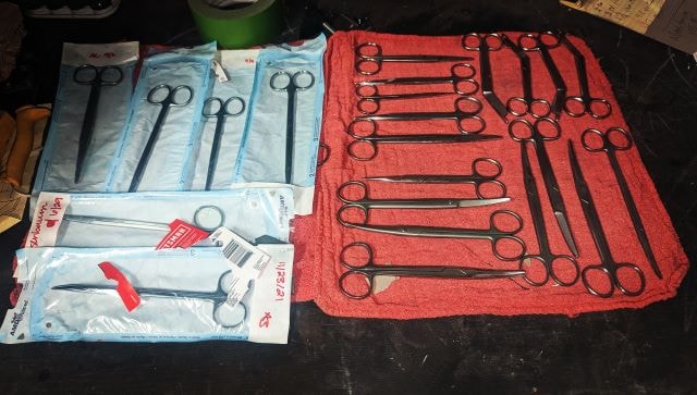 Surgical scissors and medical instruments sharpened for lab use