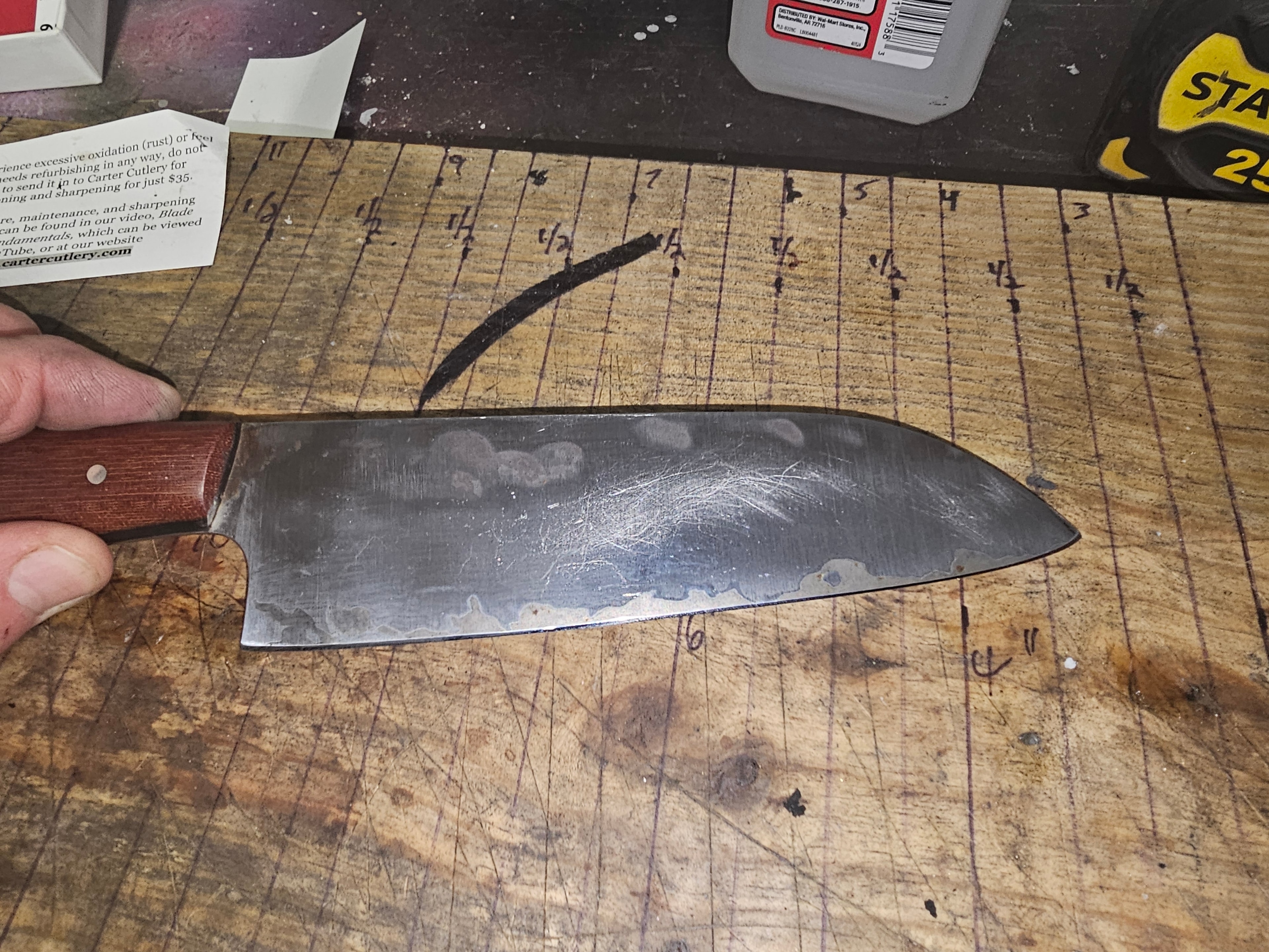 Knife blade after restoration — cleaned and sharpened