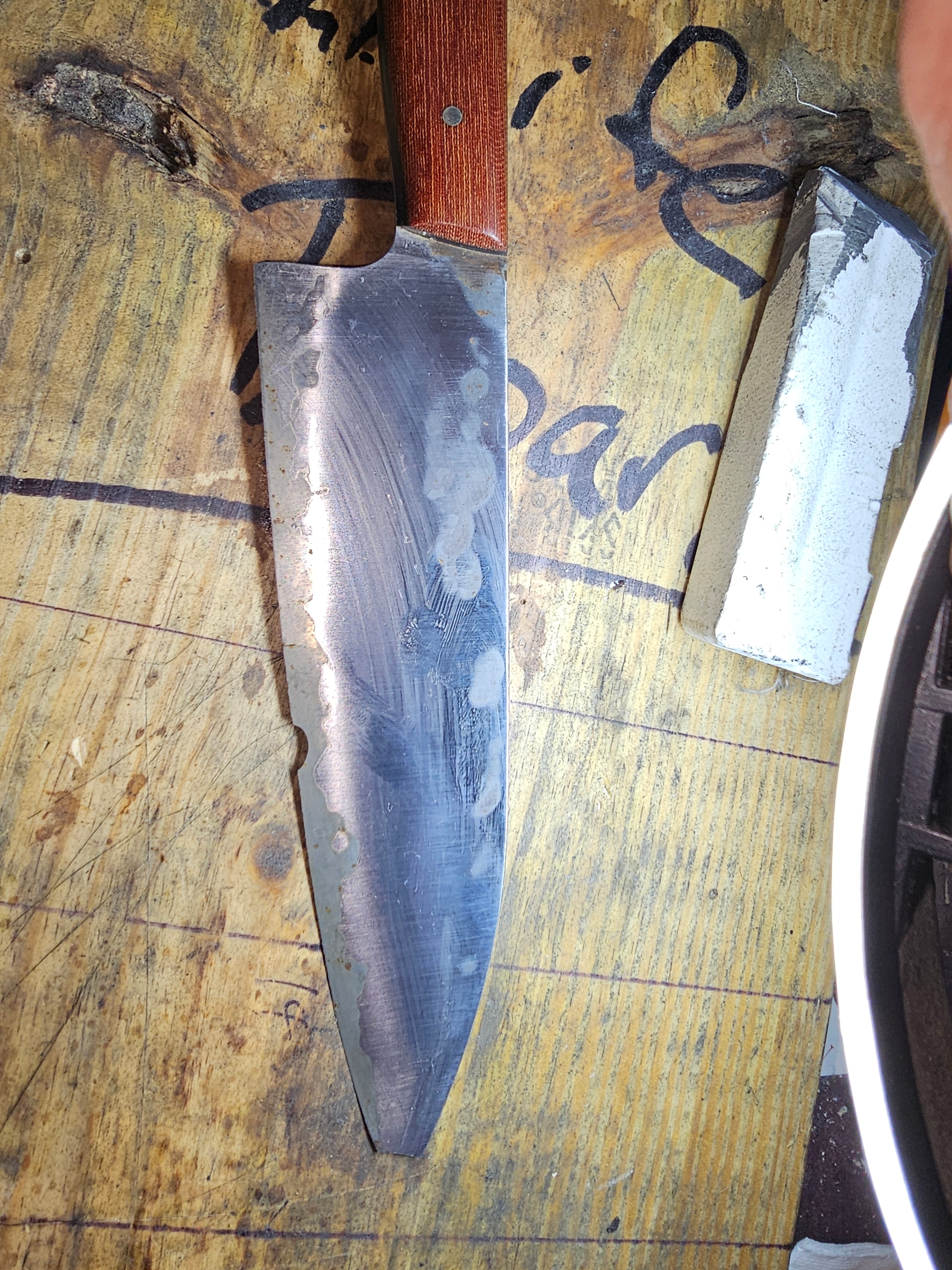 Knife blade before restoration — oxidation and wear